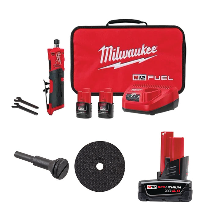 MILWAUKEE M12 FUEL™ 1/4" Straight Die Grinder Kit + Free Goods Package