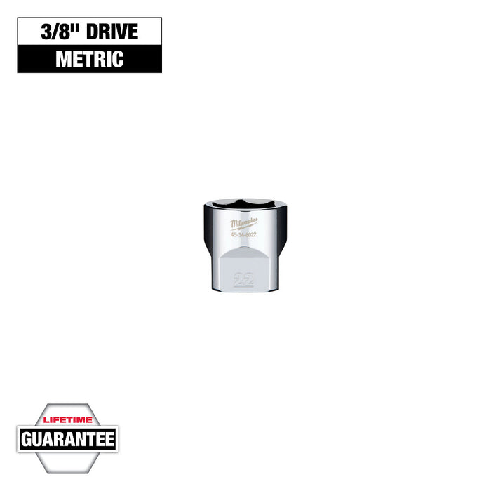 VASO MILWAUKEE CUADRO 3/8" 22MM