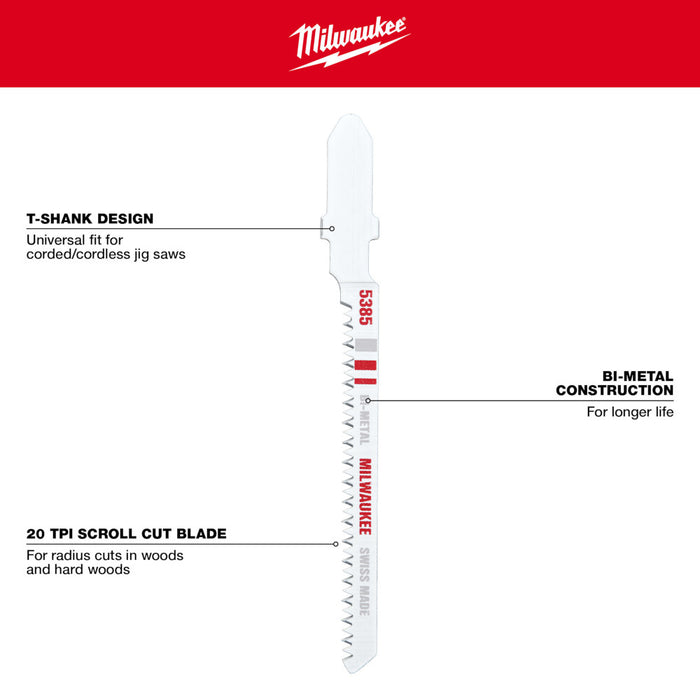 Milwaukee Tools 3 In. 20 TPI Bi-Metal Jigsaw Bld 48-42-5385