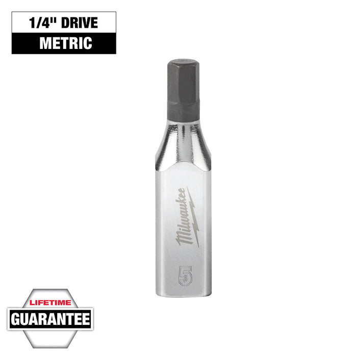 MILWAUKEE Dados con punta hexagonal con accionamiento de 1/4" - Métricos