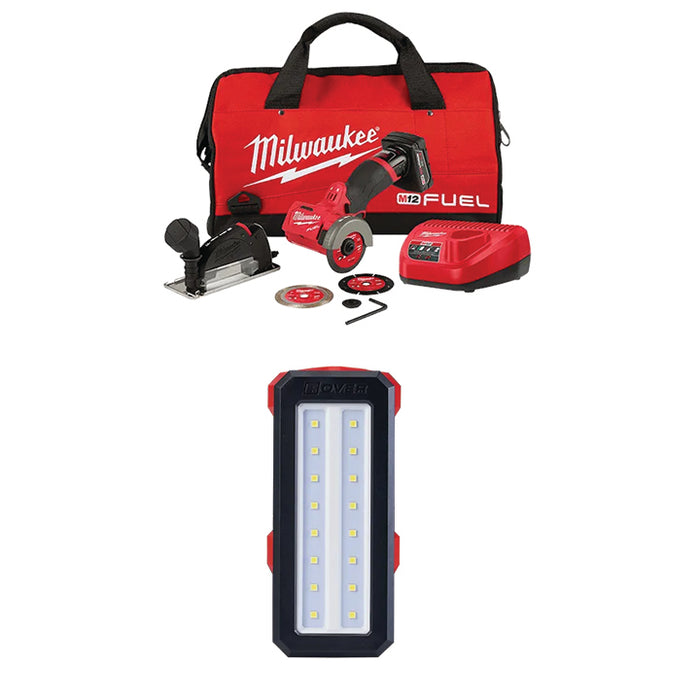 MILWAUKEE M12 FUEL™ 3" Compact Cut Off Tool Kit & FREE M12™ ROVER™ Service & Repair Flood Light w/ USB Charging