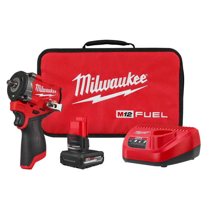 MILWAUKEE M12 FUEL™ Stubby 3/8" Impact Wrench Kit