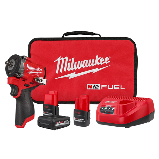 MILWAUKEE M12 FUEL™ Stubby 3/8" Impact Wrench Kit