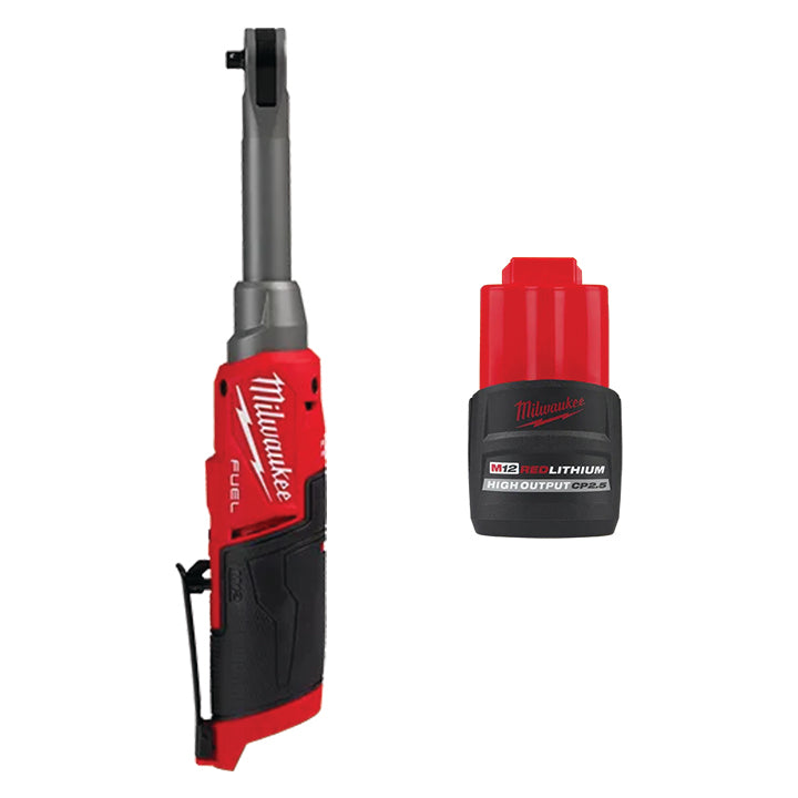 MILWAUKEE M12 FUEL™ 1/4" Extended Reach High Speed Ratchet & FREE M12™ REDLITHIUM™ HIGH OUTPUT™ CP2.5 Battery