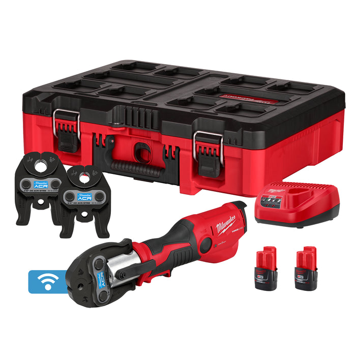 Milwaukee M12™ FORCE LOGIC™ Press Tool Kit w/ ONE KEY™ with 3/8", 3/4", & 7/8" Streamline® ACR Press Jaws