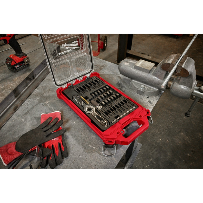 MILWAUKEE 38 UDS. Juego de machos y matrices PACKOUT™ con mango 2 en 1 HEX-LOK™ - Métrico