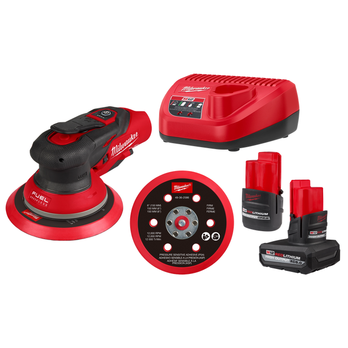 MILWAUKEE M12 FUEL™ 6" (3/16") Random Orbital Sander Kit