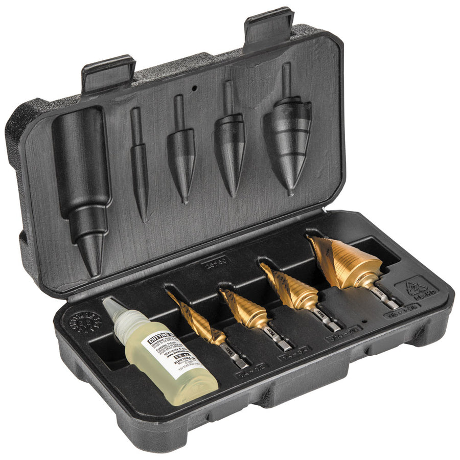 KLEIN TOOLS 4 PC. VACO Spiral Double-Fluted Step Bit Kit