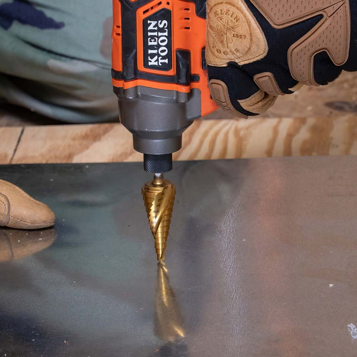 KLEIN TOOLS 13-Step Drill Bit, Double-Fluted, 1/8-Inch to 1/2-Inch