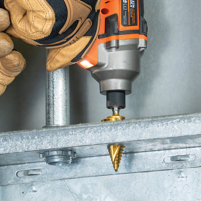 KLEIN TOOLS 3-Step Drill Bit, Double-Fluted, 7/8-Inch to 1-3/8-Inch