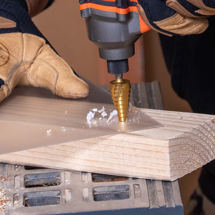 KLEIN TOOLS 12-Step Drill Bit, Double-Fluted, 3/16-Inch to 7/8-Inch