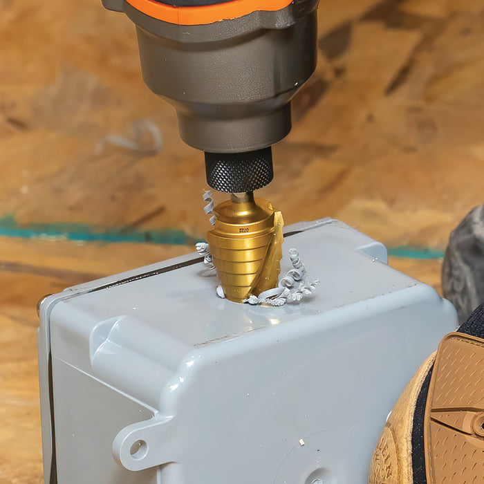 KLEIN TOOLS 12-Step Drill Bit, Double-Fluted, 3/16-Inch to 7/8-Inch