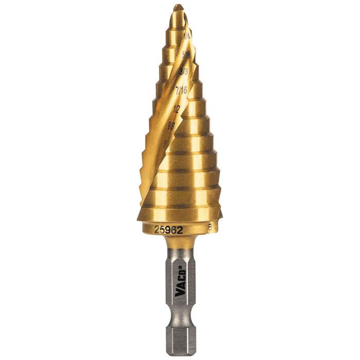 KLEIN TOOLS 12-Step Drill Bit, Double-Fluted, 3/16-Inch to 7/8-Inch