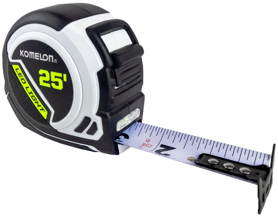 Komelon 25' x 1" Ultra-Compact Tape Measure with Built in LED Light Feature