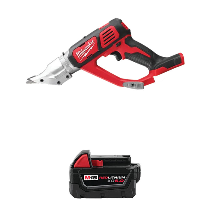 MILWAUKEE M18™ 18 Gauge Double Cut Shear & FREE M18™ REDLITHIUM™ XC5.0 Extended Capacity Battery