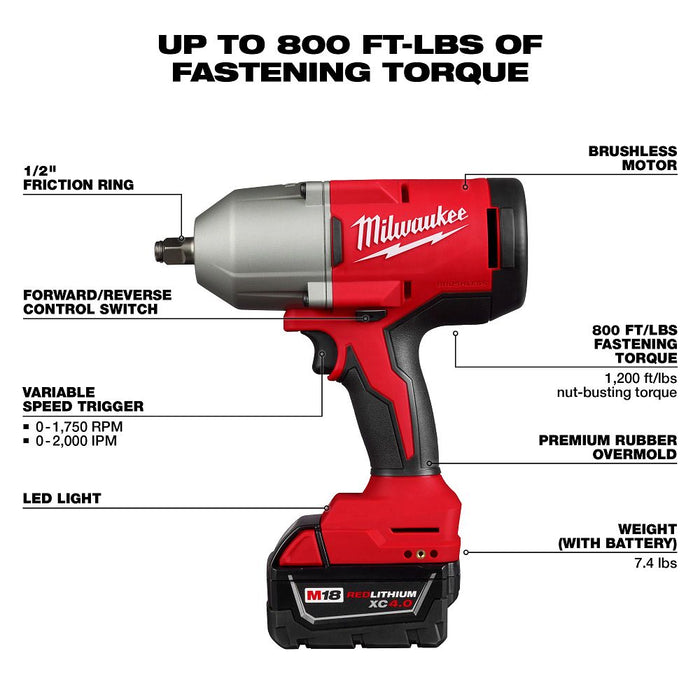 Milwaukee Tools M18 BL 1/2" HTIW KIT 2666-21B