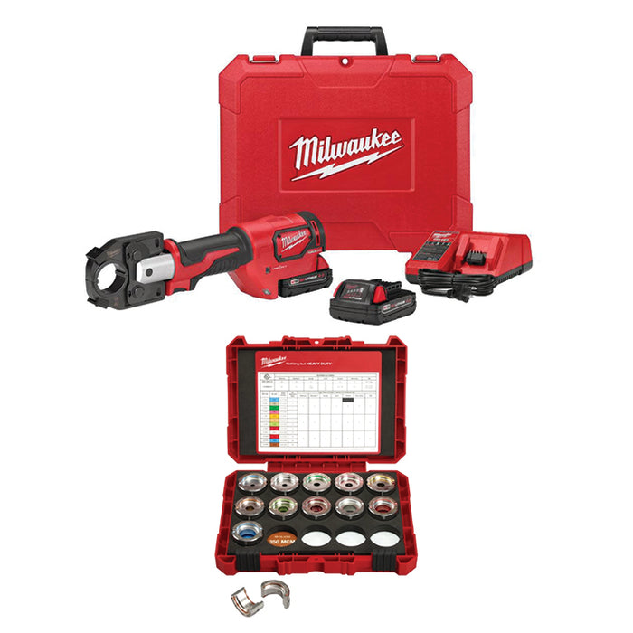 MILWAUKEE M18™ FORCE LOGIC™ 600 MCM Crimper Kit & FREE #8 - 350 MCM Aluminum U Style Die Kit