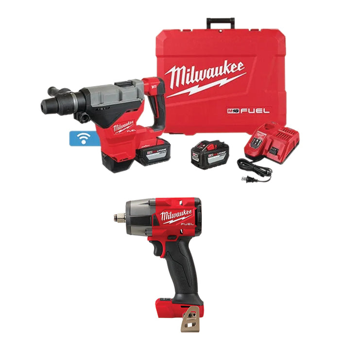 MILWAUKEE M18 FUEL™ 1-3/4" SDS MAX Rotary Hammer Kit & FREE M18 FUEL™ 1/2" Mid-Torque Impact Wrench w/ Friction Ring