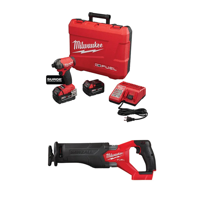 MILWAUKEE M18 FUEL™ SURGE™ 1/4" Hex Hydraulic Driver Kit & M18 FUEL™ SAWZALL® Reciprocating Saw