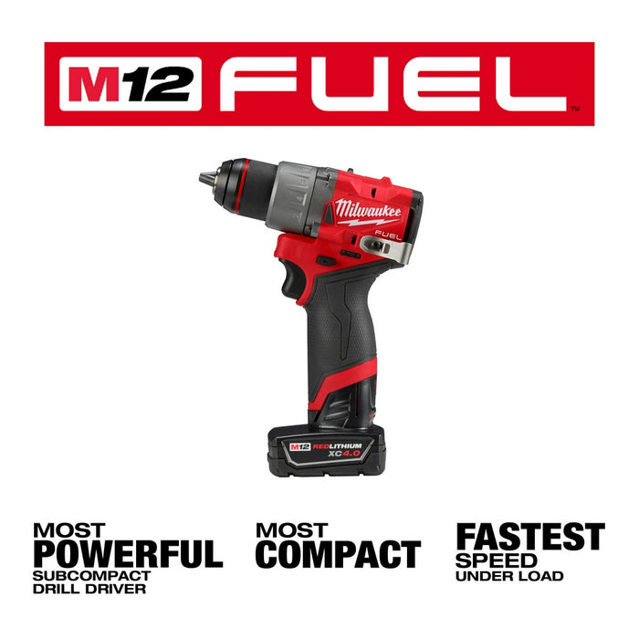 Kit de taladro/destornillador MILWAUKEE M12 FUEL™ de 1/2"