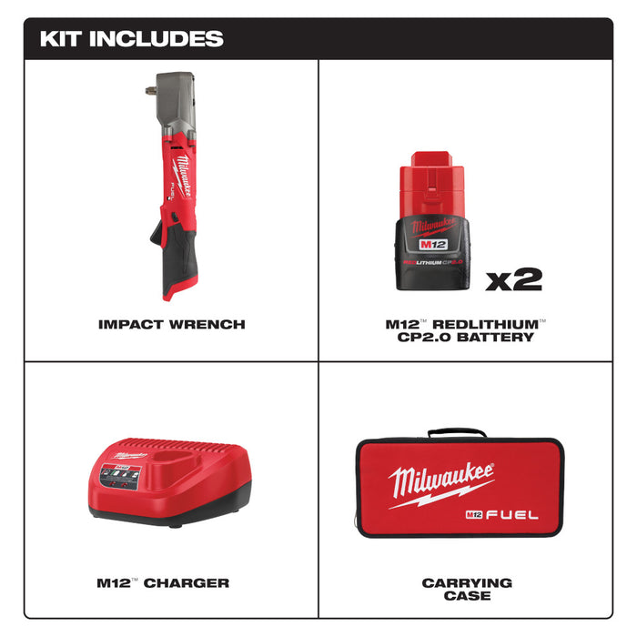 MILWAUKEE M12 FUEL™ 3/8" Right Angle Impact Wrench w/ Friction Ring Kit