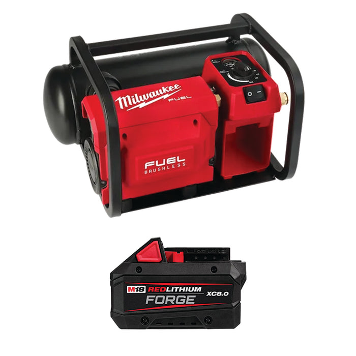 MILWAUKEE M18 FUEL™ 2 Gallon Compact Quiet Compressor & FREE M18™ REDLITHIUM™ FORGE™ XC8.0 Battery