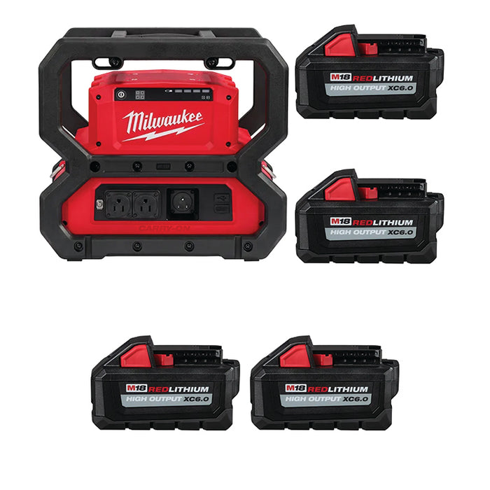 MILWAUKEE M18™ CARRY-ON™ 3600W/1800W Power Supply + 2 M18™ REDLITHIUM™ HIGH OUTPUT™ XC6.0 Batteries & 2 FREE M18™ REDLITHIUM™ HIGH OUTPUT™ XC6.0 Batteries