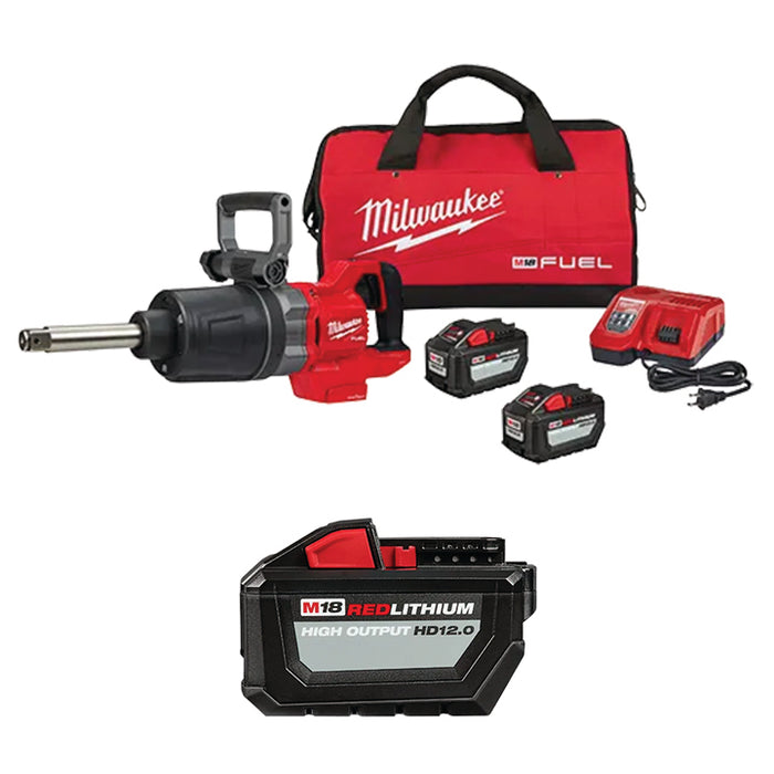 MILWAUKEE M18 FUEL™ 1" D-Handle Ext. Anvil High Torque Impact Wrench Kit & FREE M18™ REDLITHIUM™ HIGH OUTPUT™ HD12.0 Battery