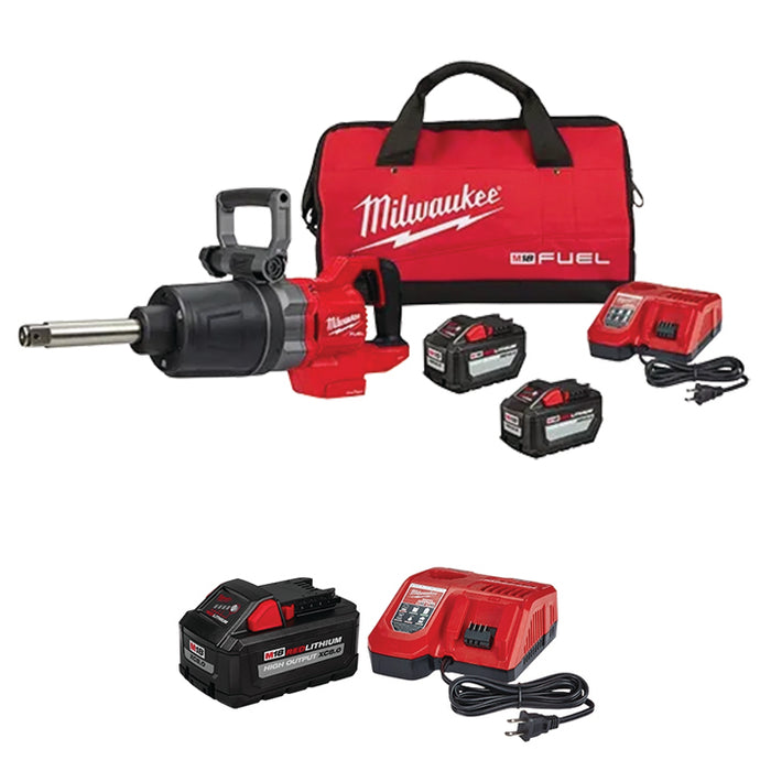 MILWAUKEE M18 FUEL™ 1" D-Handle Ext. Anvil High Torque Impact Wrench Kit & FREE M18™ REDLITHIUM™ HIGH OUTPUT™ XC8.0 Starter Kit