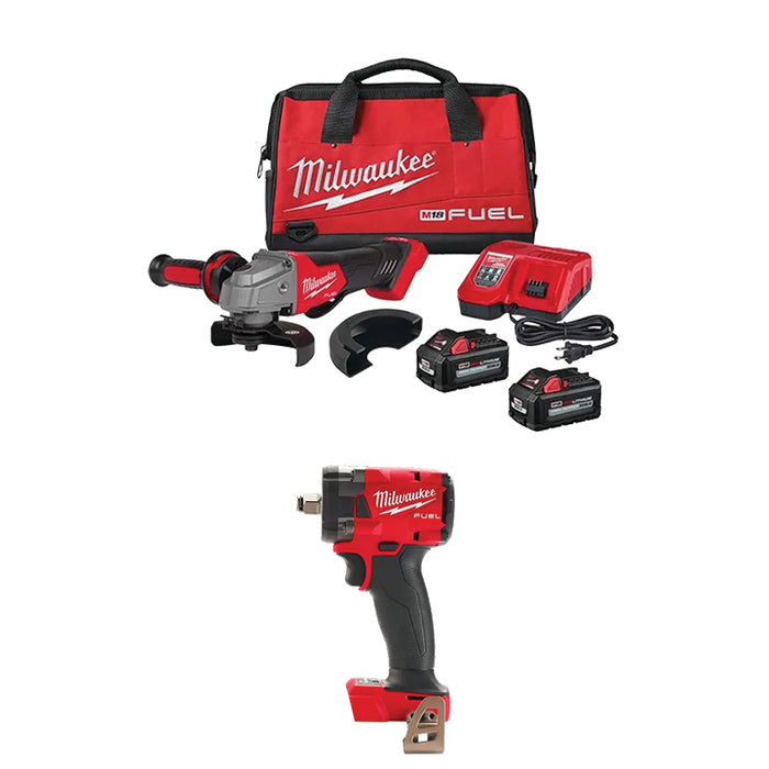 MILWAUKEE M18 FUEL™ 4-1/2" / 5" Braking Grinder Paddle Switch, No-Lock Kit & FREE M18 FUEL™ 1/2 " Compact Impact Wrench w/ Friction Ring