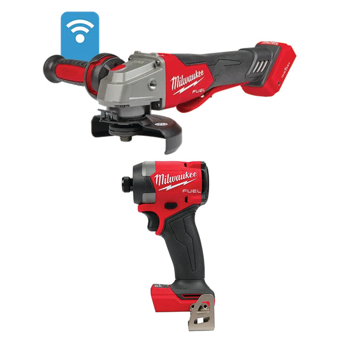 MILWAUKEE M18 FUEL™ 4-1/2" / 5" Braking Grinder Paddle Switch, No Lock & FREE M18 FUEL™ 1/4" Hex Impact Driver