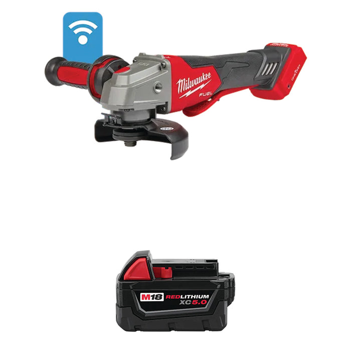 MILWAUKEE M18 FUEL™ 4-1/2" / 5" Braking Grinder Paddle Switch, No Lock & FREE M18™ REDLITHIUM™ XC5.0 Extended Capacity Battery