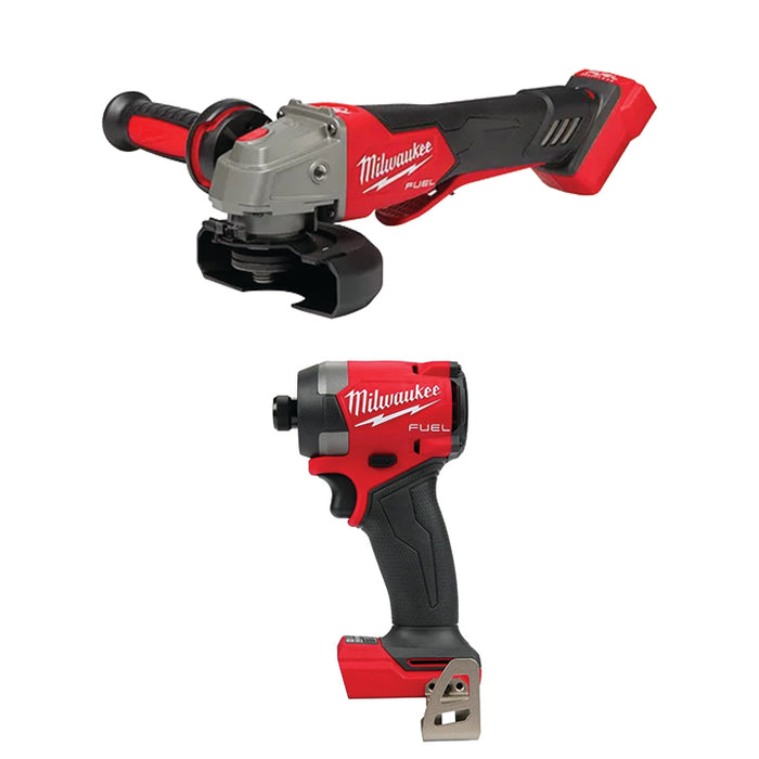 MILWAUKEE M18 FUEL™ 4-1/2" / 5" Variable Speed Braking Grinder Paddle Switch, No-Lock & FREE M18 FUEL™ 1/4" Hex Impact Driver