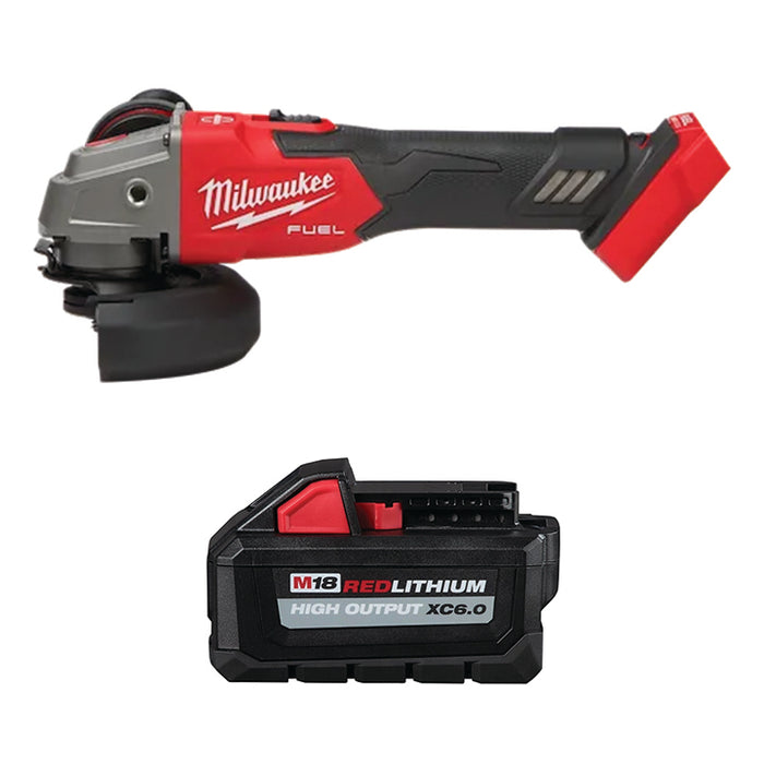 MILWAUKEE M18 FUEL™ 4-1/2" / 5" Variable Speed Braking Grinder, Slide Switch Lock-On & FREE M18™ REDLITHIUM™ HIGH OUTPUT™ XC6.0 Battery