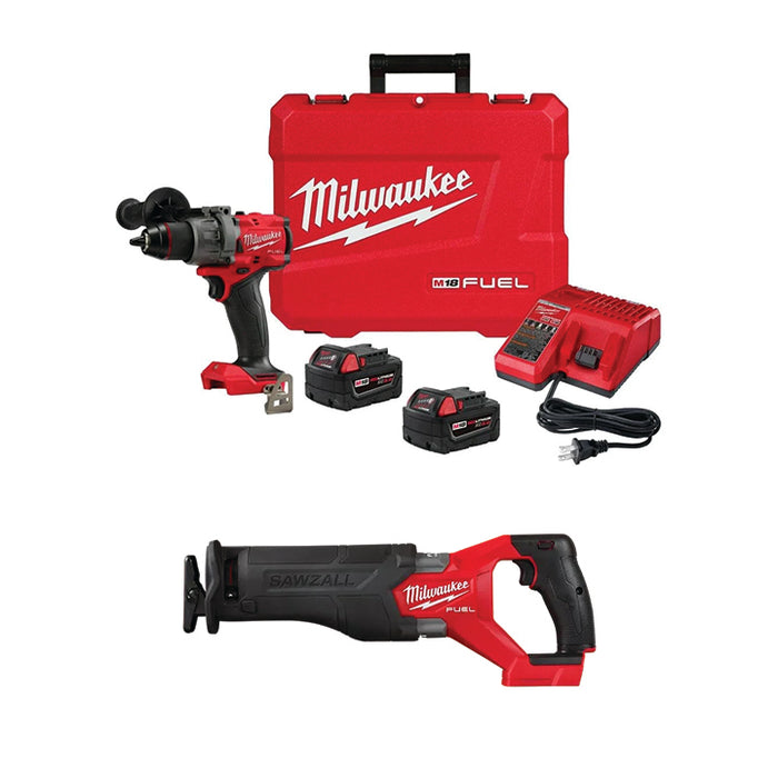 MILWAUKEE M18 FUEL™ 1/2" Hammer Drill/Driver Kit & M18 FUEL™ SAWZALL® Reciprocating Saw