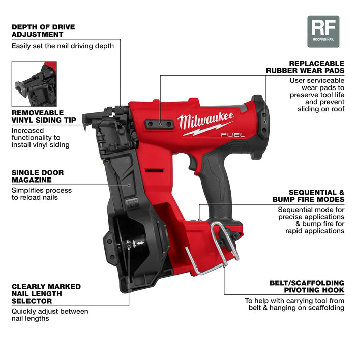 MILWAUKEE M18 FUEL™ Coil Roofing Nailer (Tool Only)