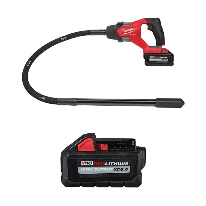 MILWAUKEE M18 FUEL™ 4' Concrete Pencil Vibrator Kit & M18™ REDLITHIUM™ HIGH OUTPUT™ XC6.0 Battery