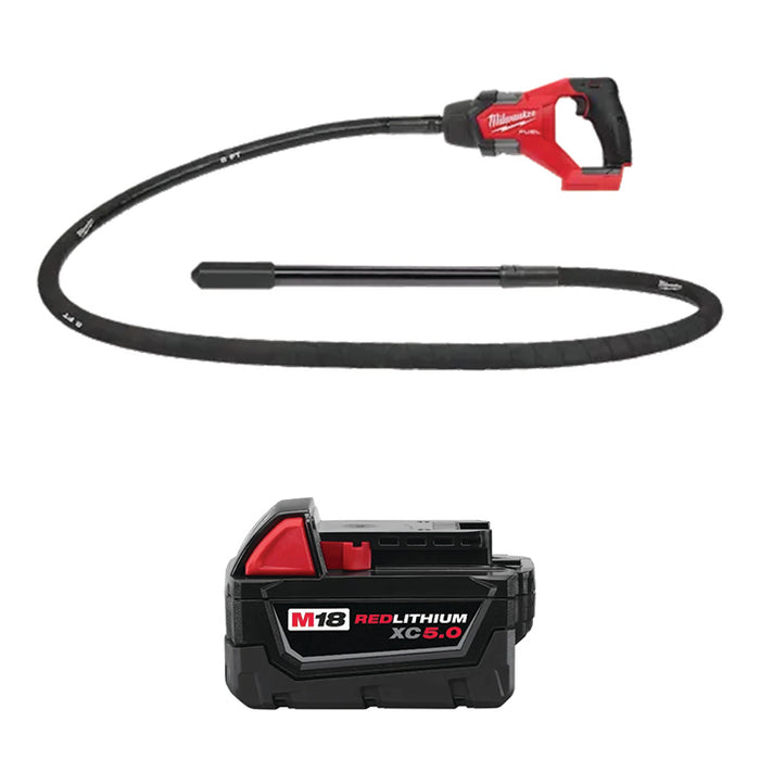 MILWAUKEE M18 FUEL™ 8' Concrete Pencil Vibrator & FREE M18™ REDLITHIUM™ XC5.0 Extended Capacity Battery