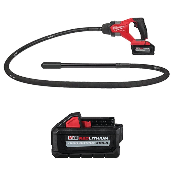 MILWAUKEE M18 FUEL™ 8' Concrete Pencil Vibrator Kit & M18™ REDLITHIUM™ HIGH OUTPUT™ XC6.0 Battery