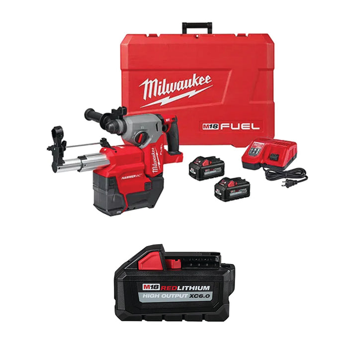 MILWAUKEE M18 FUEL™ 1” SDS PLUS Rotary Hammer w/ Dust Extractor Kit & FREE M18™ REDLITHIUM™ HIGH OUTPUT™ XC6.0 Battery