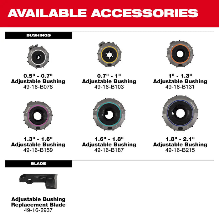 Milwaukee Tools 0.7" - 1" Adjustable Bushing for M18 FUEL™ Covered Conductor Cable Stripper 49-16-B103
