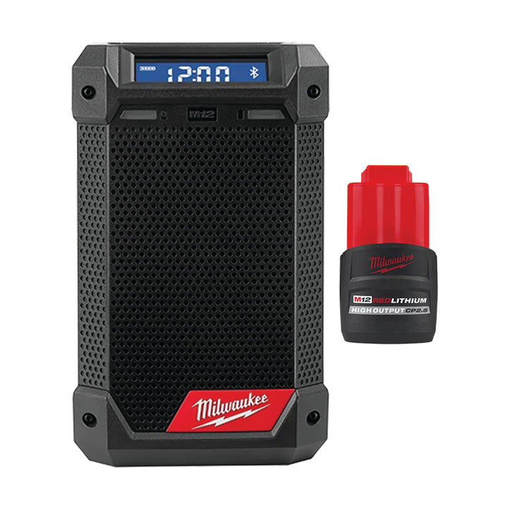 MILWAUKEE M12™ Radio + Charger & FREE M12™ REDLITHIUM™ HIGH OUTPUT™ CP2.5 Battery