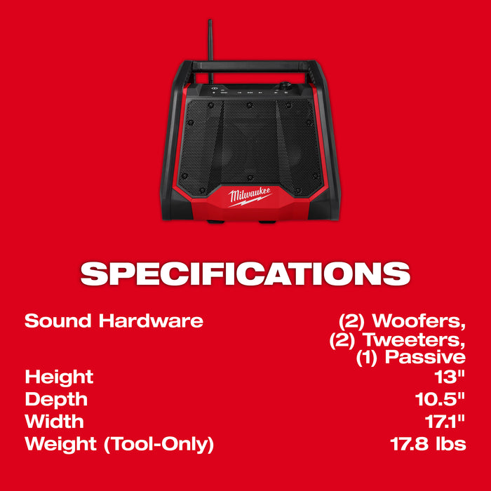 Milwaukee Tools M18 BLUETOOTH® JOBSITE RADIO + CHARGER