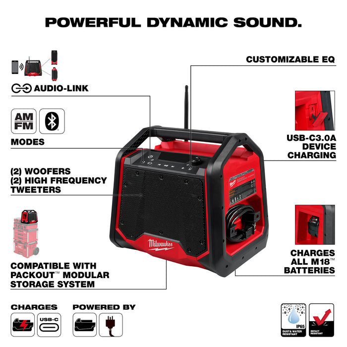 Milwaukee Tools M18 BLUETOOTH® JOBSITE RADIO + CHARGER