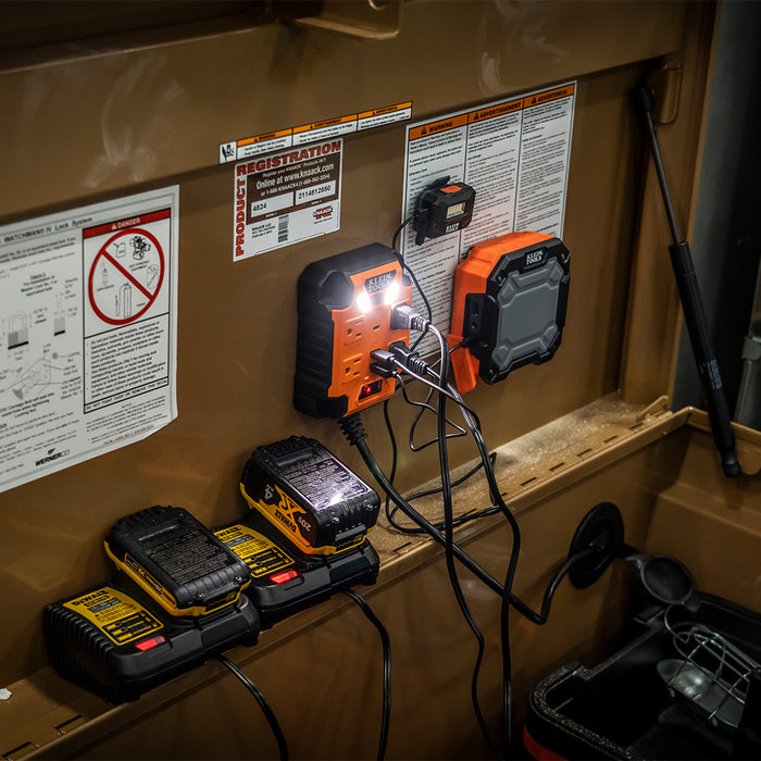 KLEIN TOOLS PowerBox 1, Magnetic Mounted Power Strip w/ Integrated LED Lights