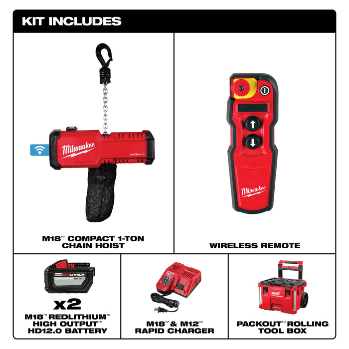 Milwaukee M18™ Compact 1-Ton Chain Hoist 2983-22HD