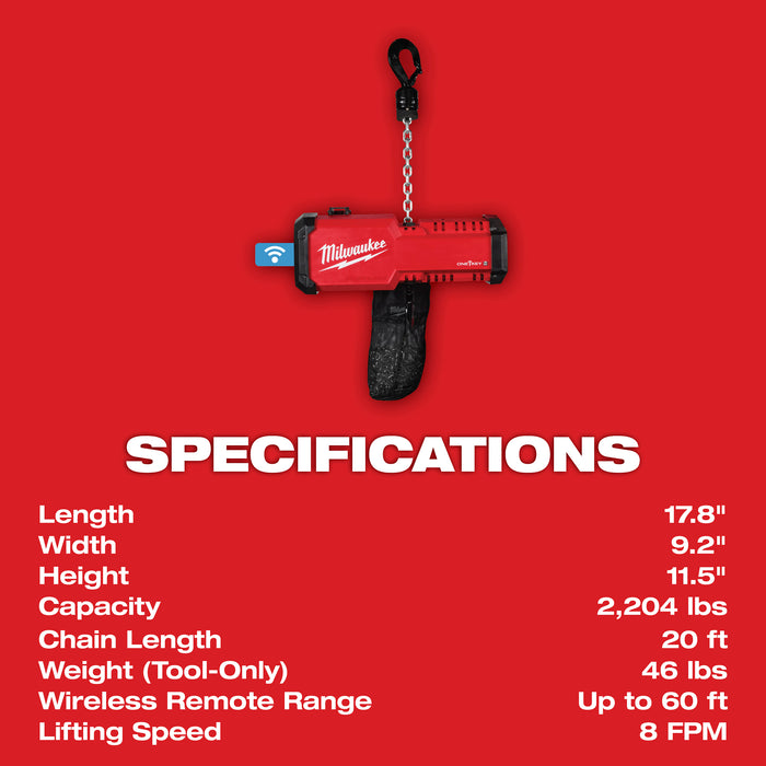 Milwaukee M18™ Compact 1-Ton Chain Hoist 2983-22HD
