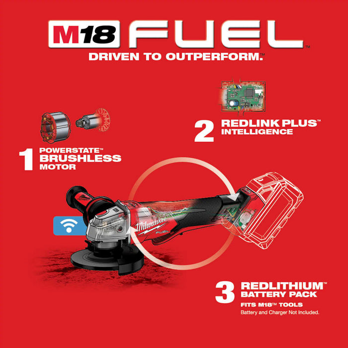 MILWAUKEE M18 FUEL 4-1/2" / 5" Braking Grinder w/ ONE-KEY & Paddle No Lock Switch (Tool Only)
