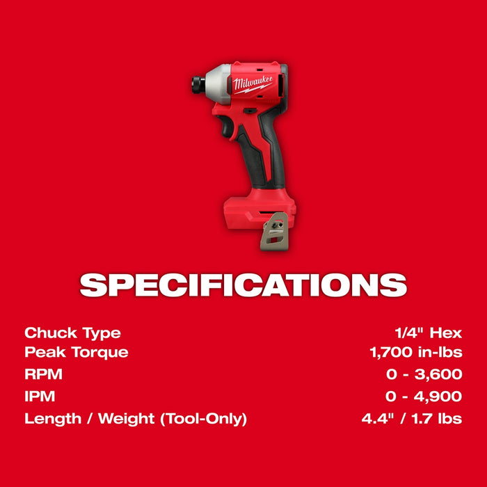 Destornillador de impacto hexagonal compacto de 1/4" MILWAUKEE M18™ (solo herramienta)