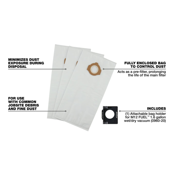 MILWAUKEE Fleece Dust Bags (3 PACK)